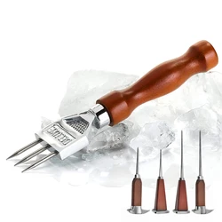 Ice Pick - Stainless Steel Ice Crusher with Wood Handle, Japanese Style Ice Chipper Ideal for Bars and Home