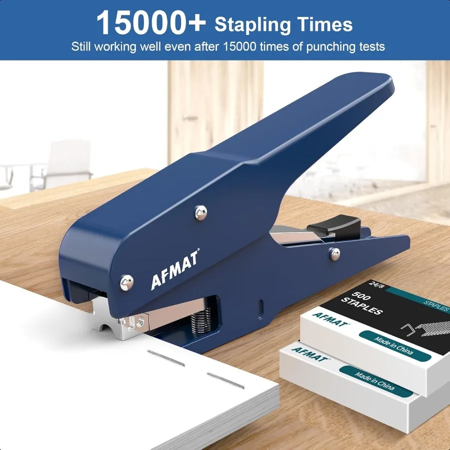 Effortl Plier Stapler Metal 30 Sheet Stapling Plier 15000+ Stapling Times with Staples Reload Button Handheld Stapler Heavy Dut