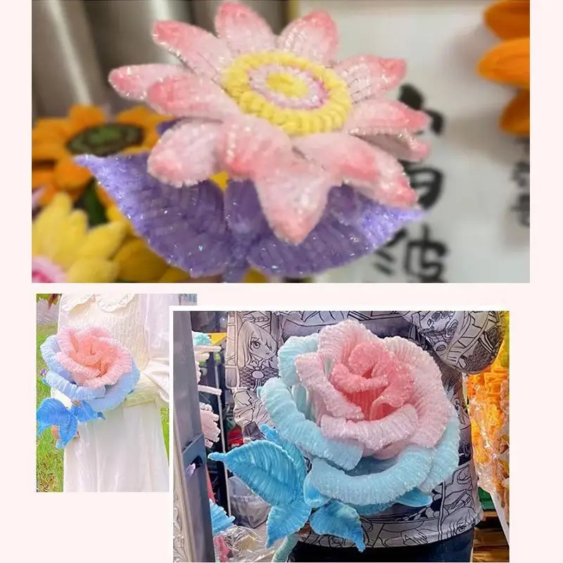 100Pcs Chenille Stems Chenille Pipe Cleaner Stems Kids Art And Crafts Projects And Decorations