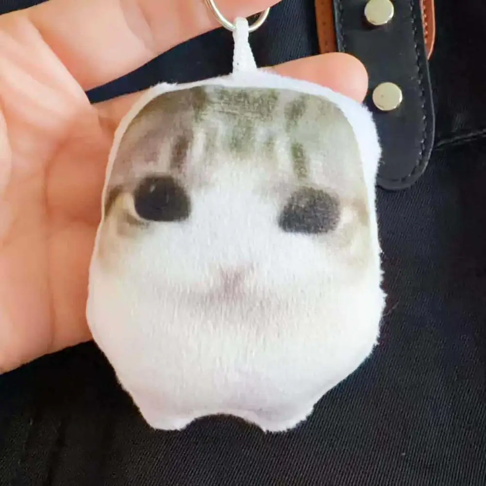 Cat Voice Keychain With Sound Funny Cute Rotating Keyring Pendant Portable Plush Cartoon Bag Pendant Gift For Backpacks