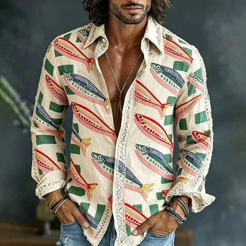 Men's Long Sleeved Shirt Zen Art Inspired Loose Fit for Daily Leisure And Vacation Comfortable Men's Clothing And Shirts