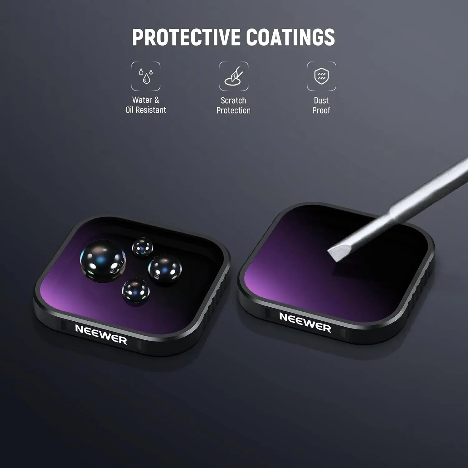 NEEWER 4-teiliges Set mit polarisierten ND-Filtern für Insta360 Ace Pro/Ace Pro 2, ND8/PL, ND16/PL, ND32/PL, ND64/PL, nicht für runde oder achteckige Objektive geeignet. – Detail 2