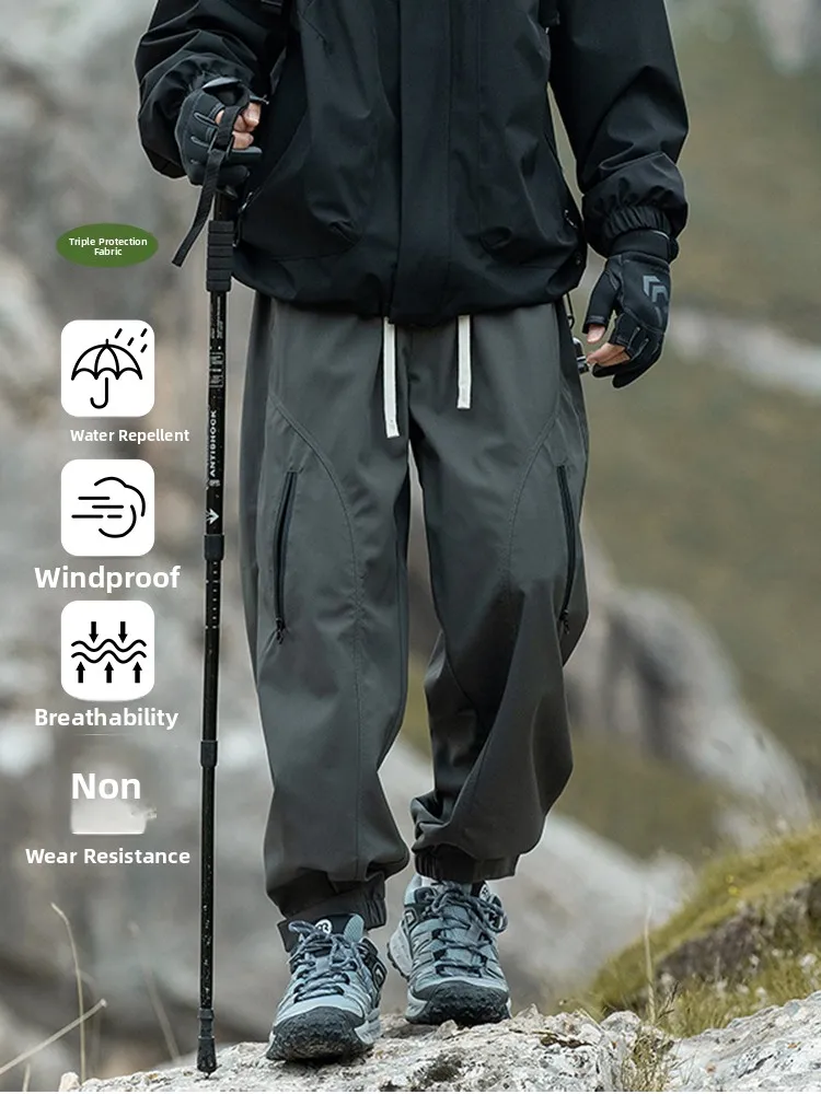 

Осенне-зимние свободные водонепроницаемые рабочие брюки на флисовой подкладке, мужские рабочие брюки с манжетами, спортивные брюки, длинные брюки для походов для пар