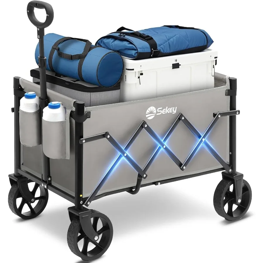 

Heavy Duty Foldable Wagon with Large Wheels for Camping Sports and Holiday Use 220LBS Capacity Lightweight Collapsible Utility