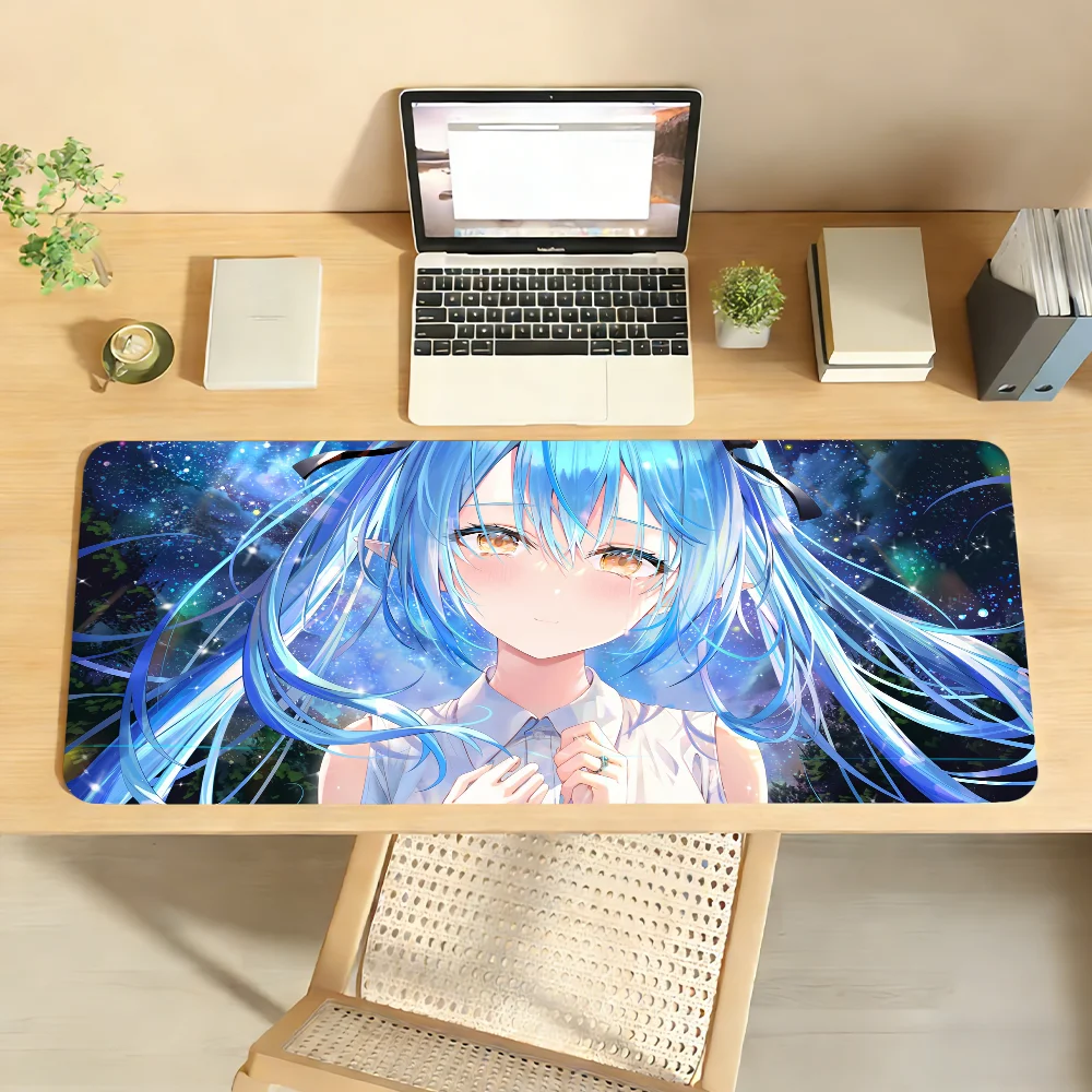 Anime Mouse Pad Gamer XXL Keyboard Mat Cyan Twin Long Hair Dark Starry Night Shy Anime Girl Multi Scene Office Gaming Home Desk