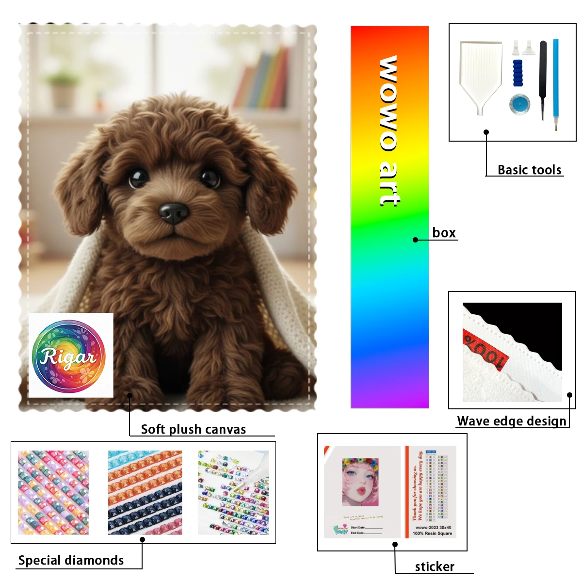 【Rigar Diamond art】Teddy puppy 100% resin FD+ab+xc Diamond Stamping Kit Perfect Masterpiece worth Buyi