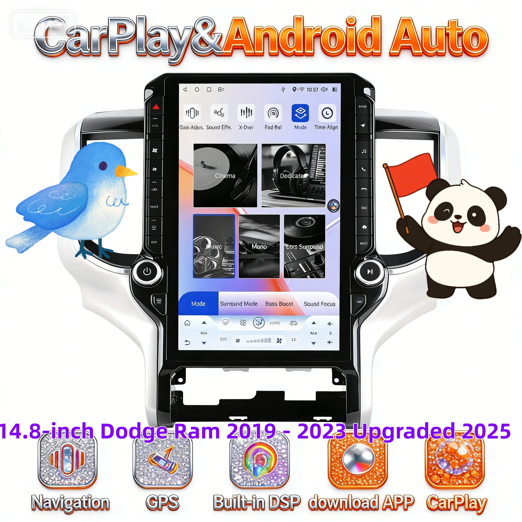 

14.8" Qualcomm Car Radio For Dodge Ram 2019 - 2023 Upgraded 2025 Android 13 Multimedia Player Wireless Carplay Android Auto