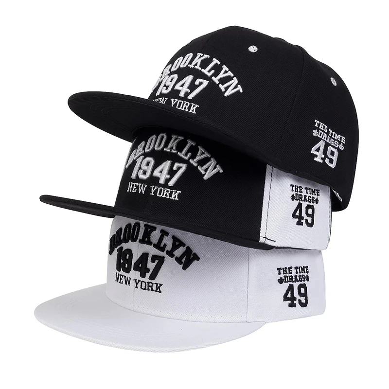 BROOKLYN 1947 Embroidery Snapback Hat AdAlt Hip Hop Caps Outdoor Sports Sun Hats Regulowana czapka z daszkiem