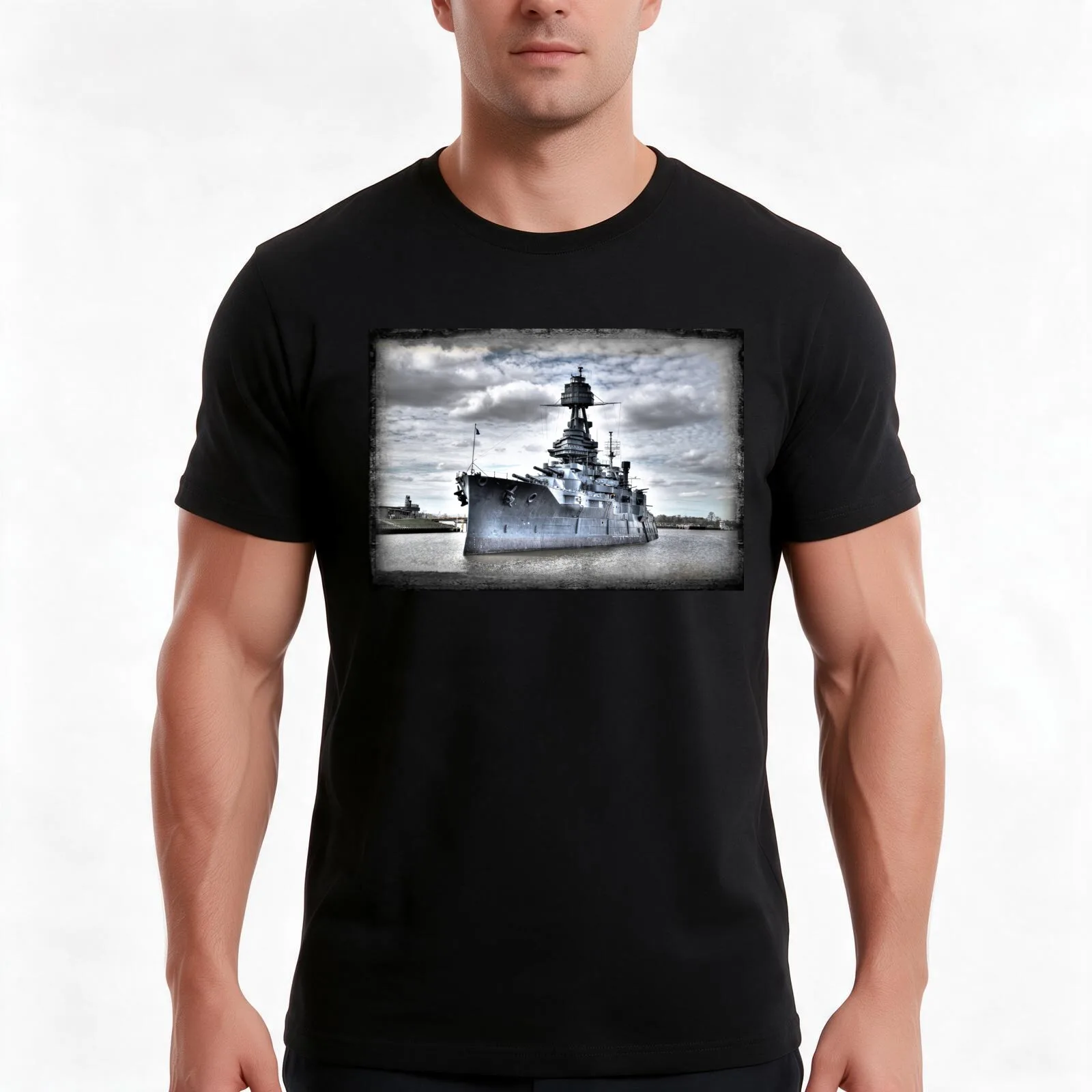 Battleship Texas T-Shirt, Summer Casual Cotton Tee, Oversized Streetwear Tops, Vintage Graphic Print, Loose Fit Short Sleeve