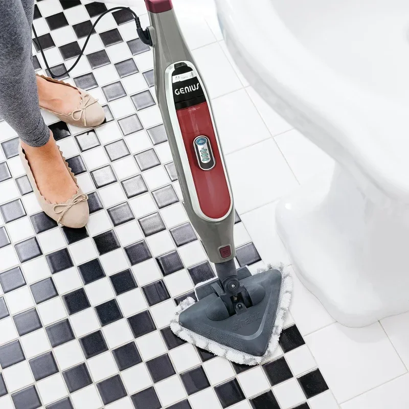QWShark S5003D Genius Hard Floor Cleaning System Pocket Steam Mop,Burgundy/Gray