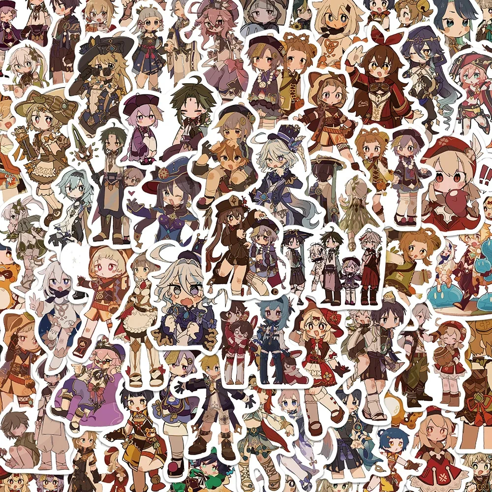 10/30/60pcs Game Genshin Impact Cartoon Stickers Kawaii Girl Sticker for Stationery Notebook Aesthetic Anime Graffiti Decals Toy