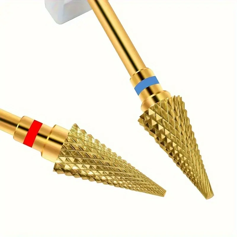 1Pcs/Box Nail Gold Carbide Nail Drill Bit Tapered Milling Cutter for Manicure Remove Gel Acrylics Tool Nail Drill Accessories