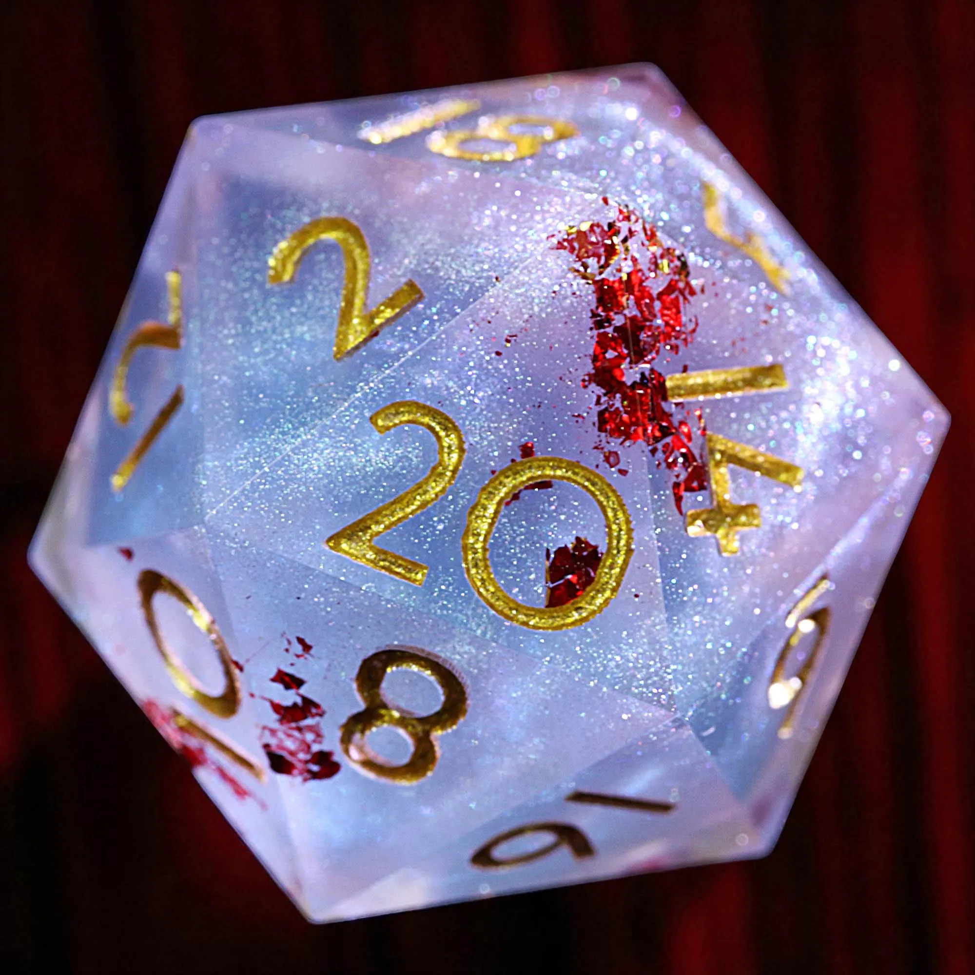 

9 Polyhedral Resin DnD Sets of Dice Swirl with Red Gold Foil