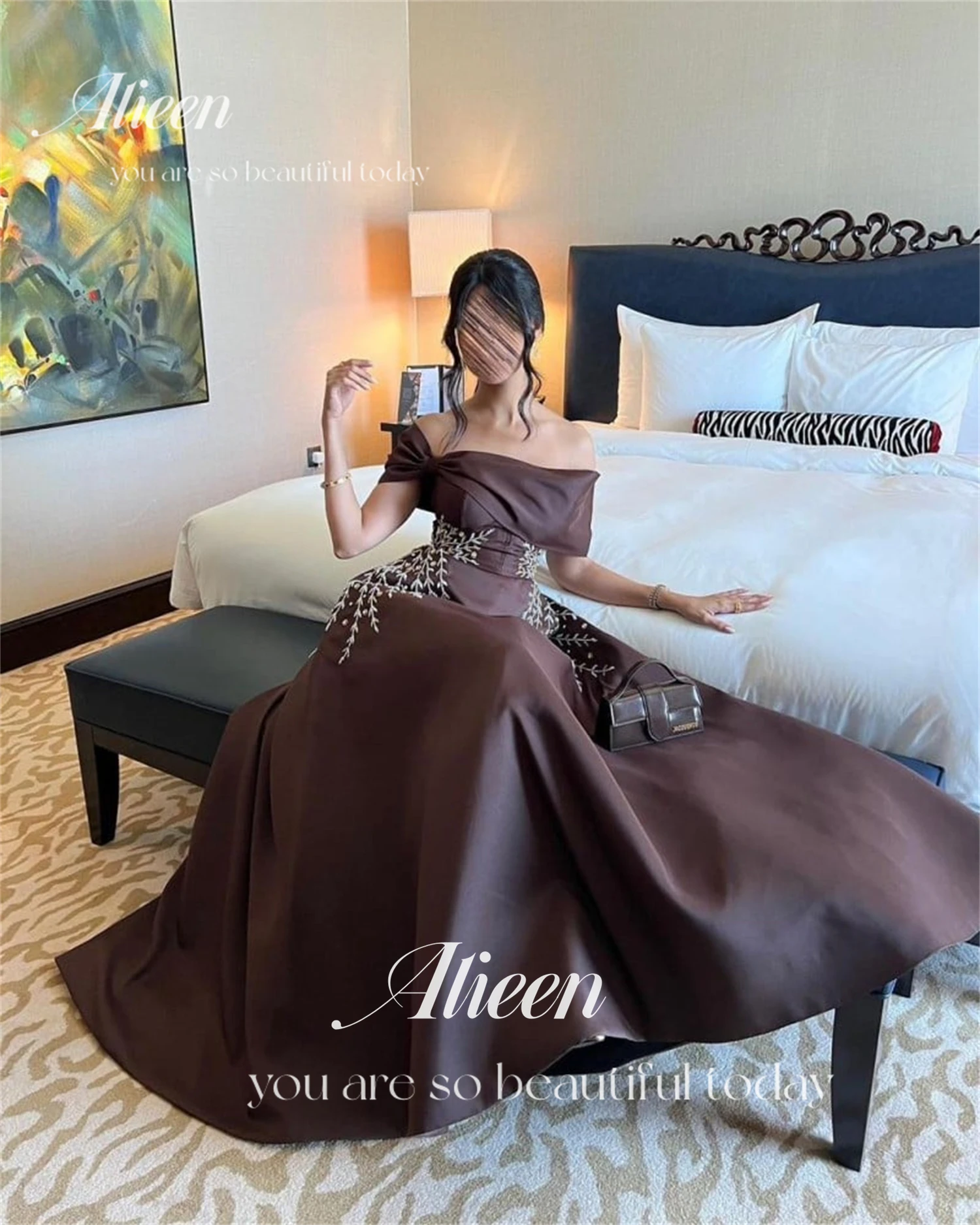 Aileen Luxurious Decoration Evening Dress Eid Al-fitr Ball Gown Satin Formal Dresses Gala Woman Party Long Dubai Luxury 2024 New