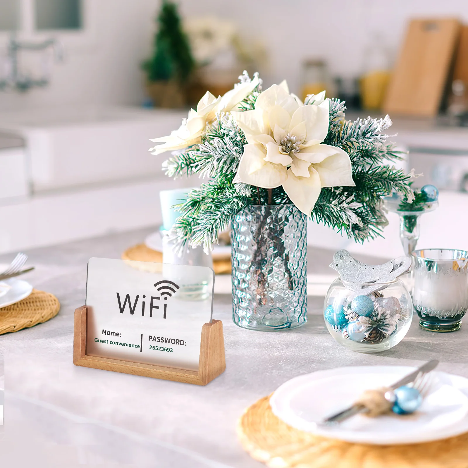 

Acrylic Wifi Password Sign Board Tabletop Network Display Stand For Business Guest Hotel Wifi Name Security Code