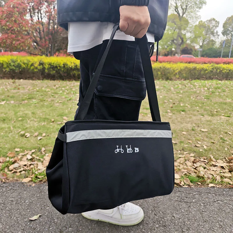 Für Brompton Faltrad: Vordere Aufbewahrungstasche mit Halterung, Original Vordertasche, Gemüsekorb und interne Halterung – Detail 20