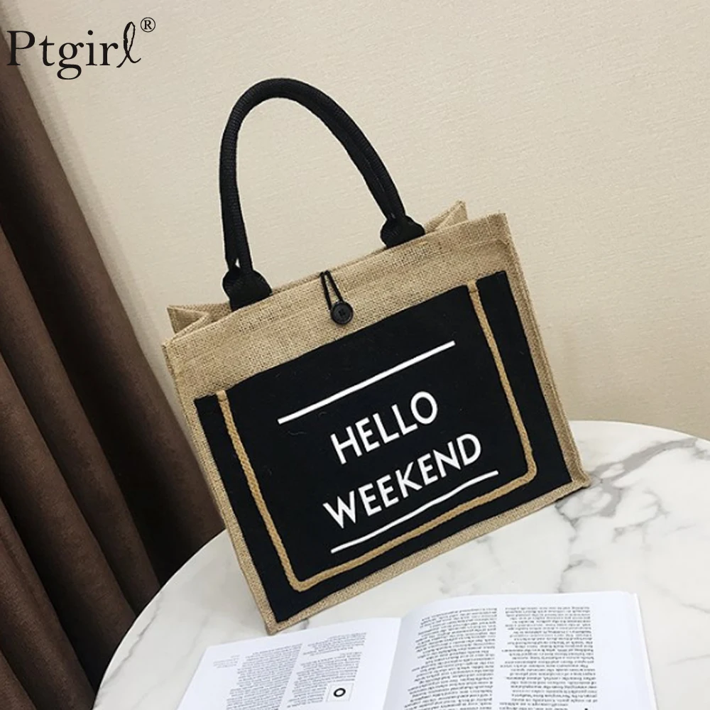 Pattern Linen Handbags Women Felt Shoulder Bag Simple Solid Color Messenger Handbag Large Capacity Travel Casual Crossbody Bags