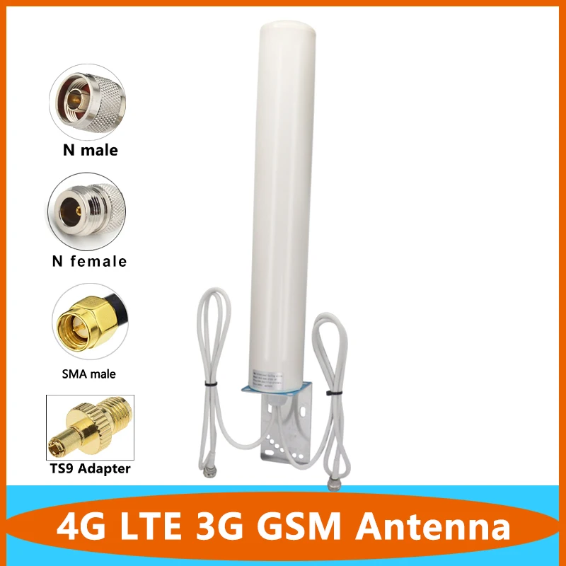 

TS9 Broadband 4G LTE 3G GSM 698~2700Mhz High Gain 18dbi Aerial Outdoor IP67 Waterproof Omni External WiFi Wireless Roof Antenna