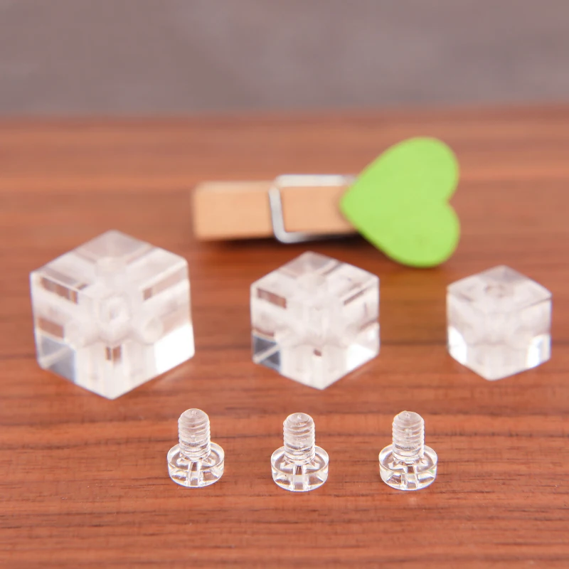 300PCS Transparent Acrylic 6-Sided Fixed Block Clear Cubes Chassis Components Electric Stoves Square Dishes Connect Corner Brace