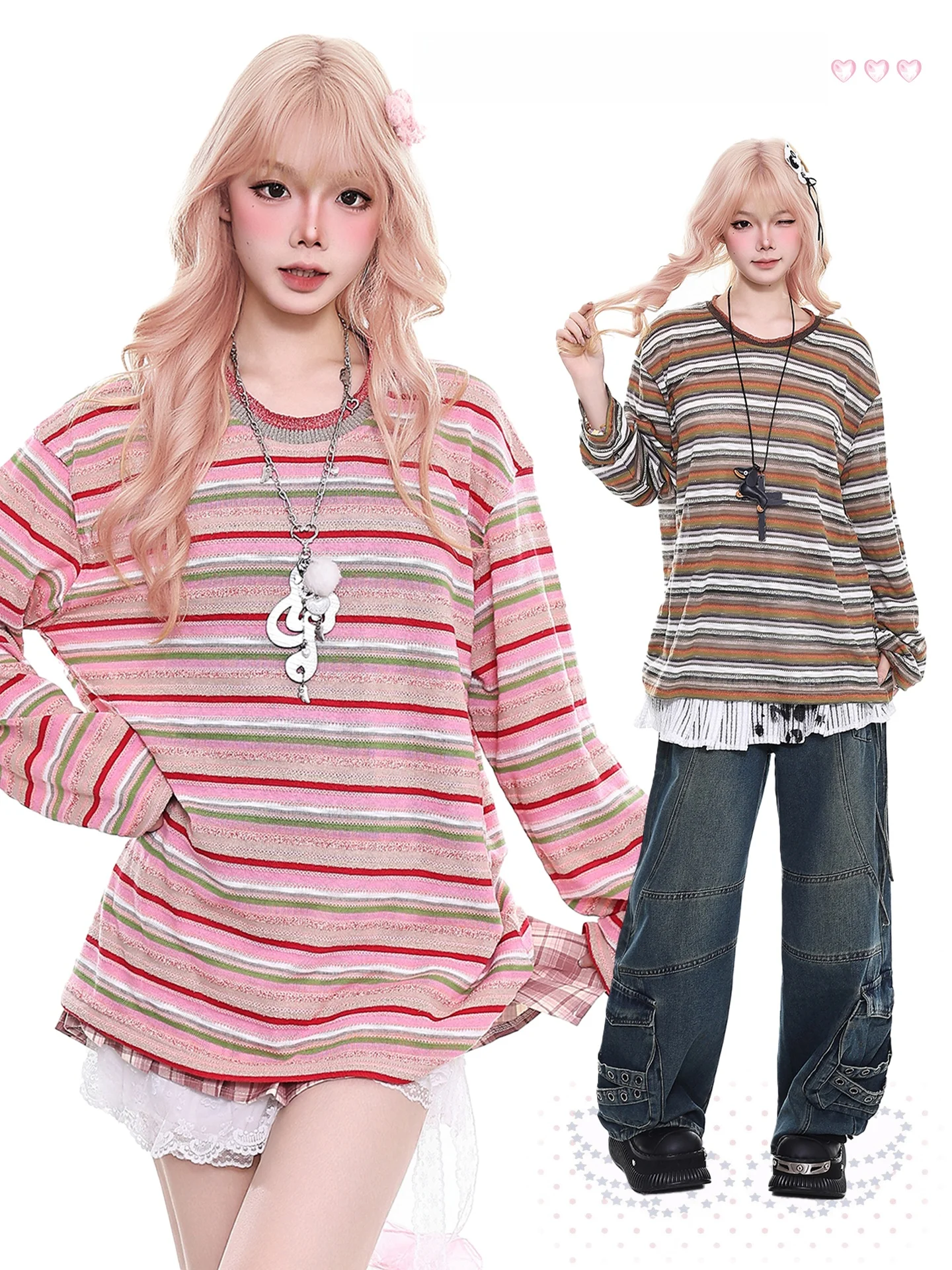 

Новая весенняя женская свободная футболка с длинным рукавом, оранжевая, в полоску, с эффектом прозрачности, накидка-топ для защиты от солнца