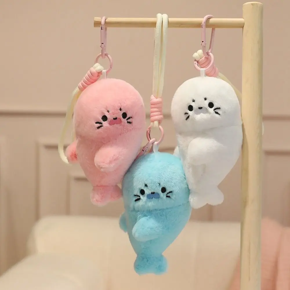 Ocean Animal Magnetic Couple Seal Keyring Cartoon 14CM Seals Creative Shape Fluffy Seal Pendant Bag Decoration