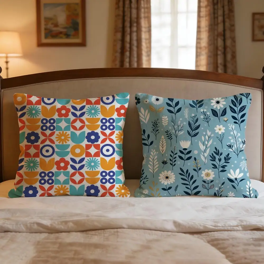 Pattern Scandinavian Floral Cushion Cover 4Pcs Decorative Covers Soft Cushion Case for Sofa Couch Decor 40x40 45x45 Pillowcases