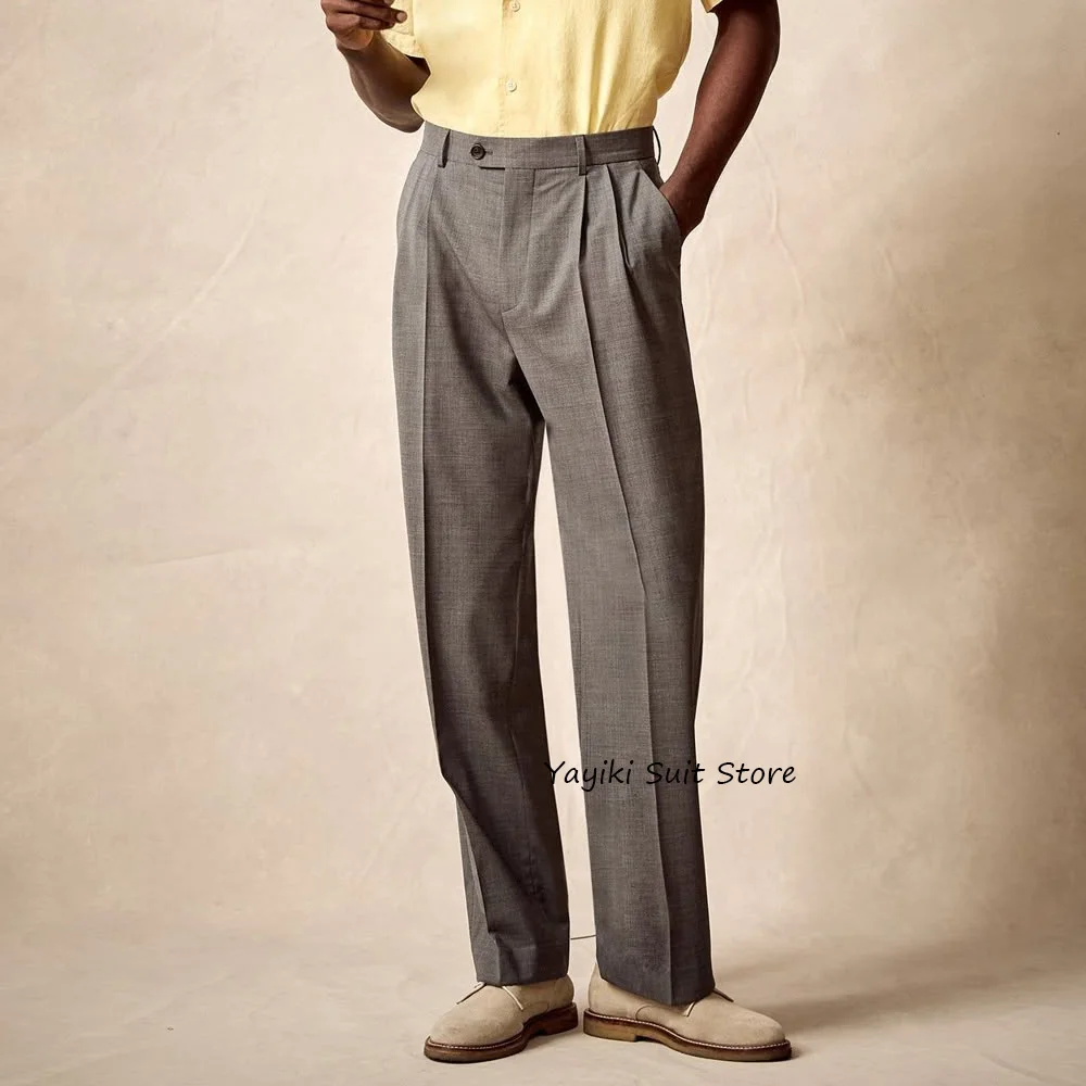 

Work Pants Solid Color Straight Leg Business Casual Trouser for Man Trousers Polyester Men's Tailoring Pants Classic Clothing