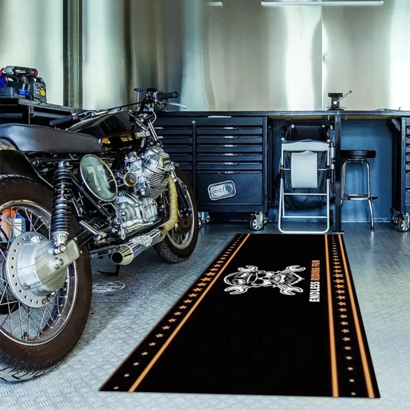 VIKAMA Skull Wrench Motorcycle Garage Mat Oil Resistant Wear-Resistant Racing Display Carpet for Workshop Home Decor view 3