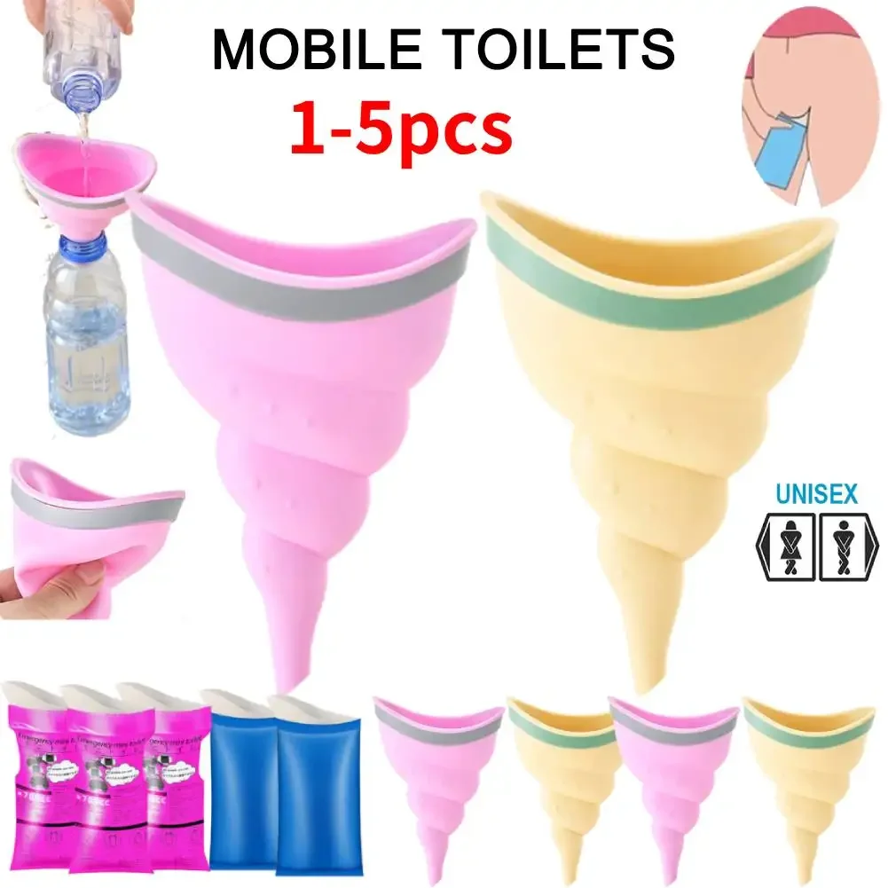 

5pcs Women Camping Urine Device Funnel Urinal Portable Urination Toilet Pregnant Stand Up Pee Urinal Emergency Urinals Silicone