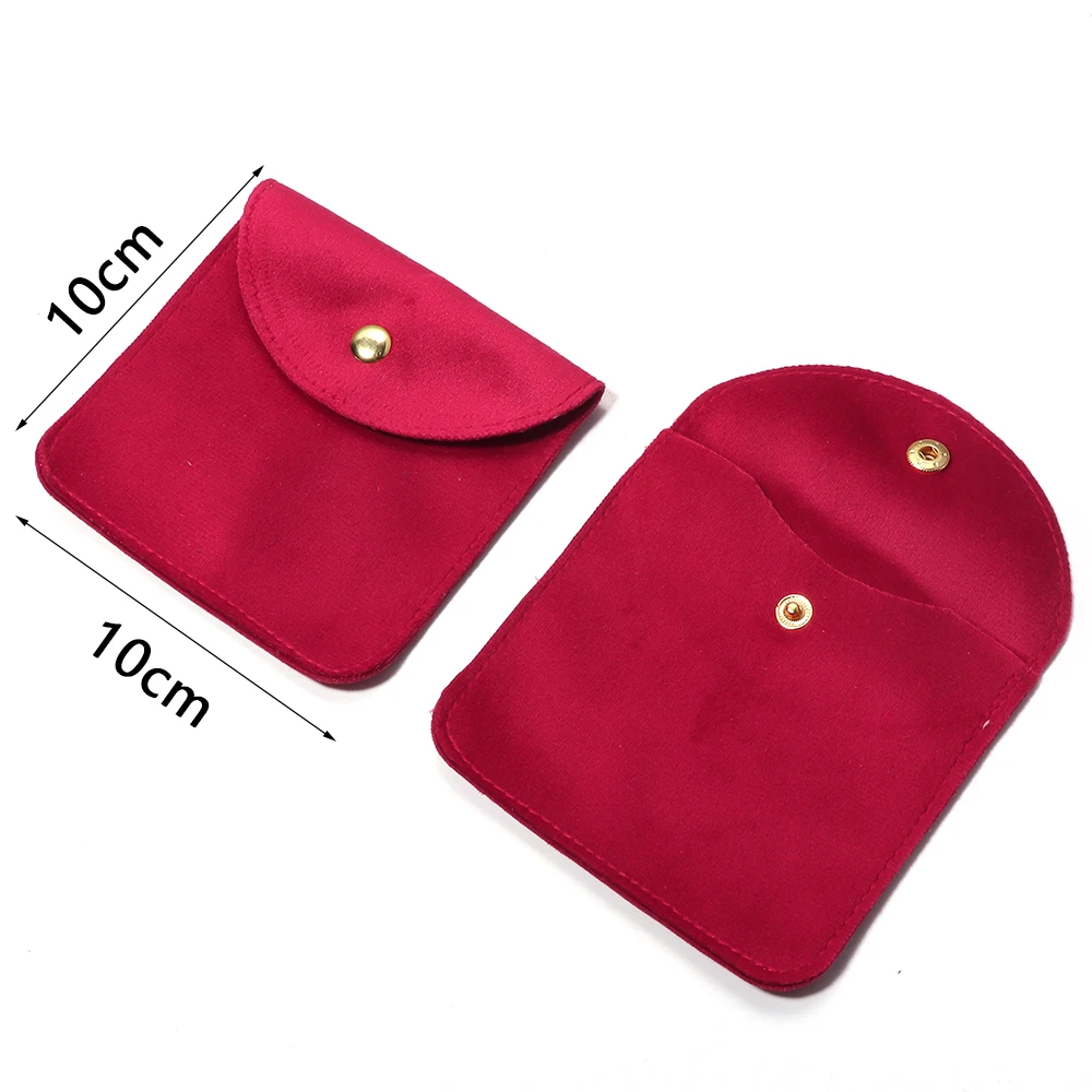 2Pcs Velvet Jewellery Packaging Pouch Snap Button Bag Rings Earrings Bracelet Necklace Storage Wedding Party Chic Gift Pouches