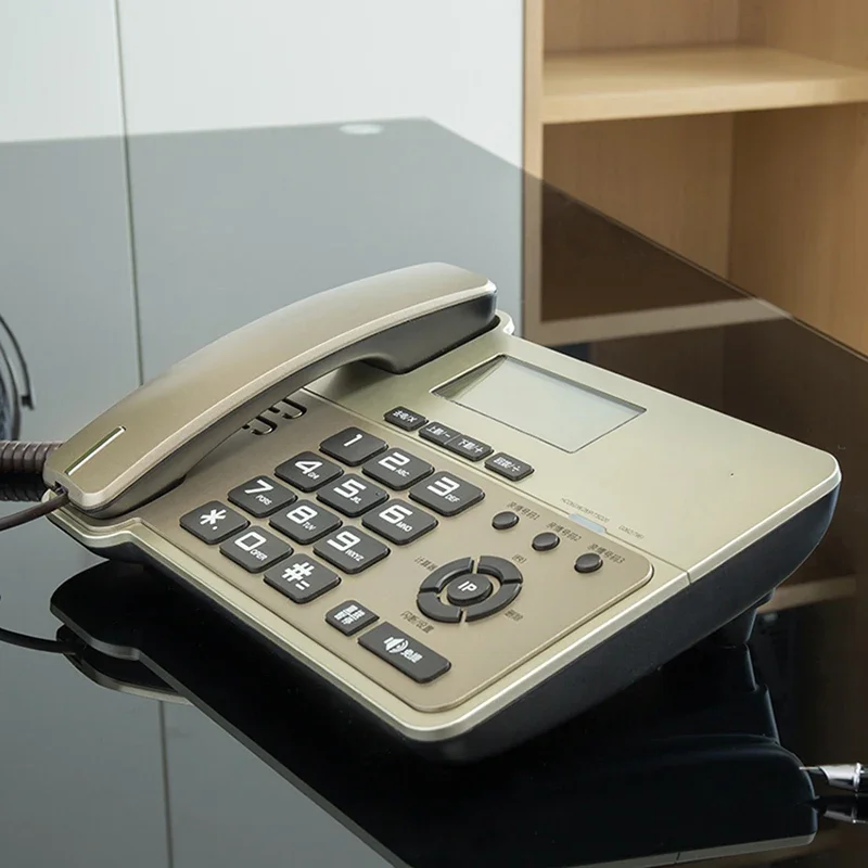 Office Corded Phones Wired Desktop Landline Telephone with Caller ID, Orange Backlit, Alarm, Support Speakerphone