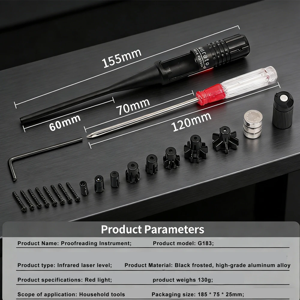 Red Dot Pointer Collimator Kit Adjustable Red Hole Pointer Sight Adapters with .22 to .50 Gauge Sight Box