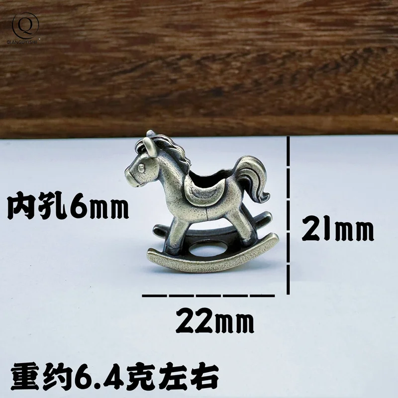 Rocking Horse Brass Knife Beads EDC Outdoor DIY Paracord Handmade Woven Lanyard Pendants Umbrella Rope Bracelet Charms Accessory