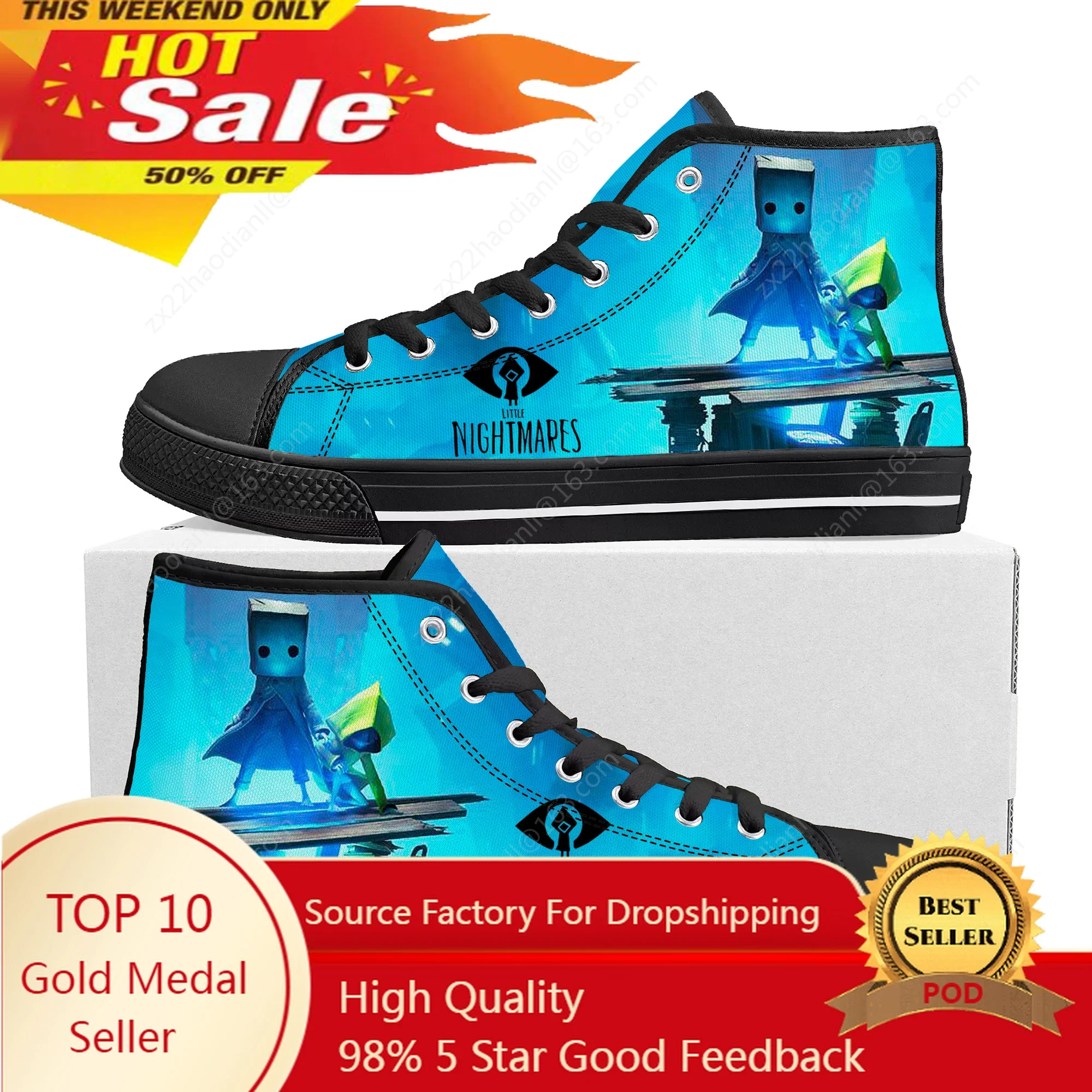

Anime Game Little Nightmares High Top Sneakers High Quality Mens Womens Teenager Canvas Sneaker Casual Couple Shoes Custom Shoe