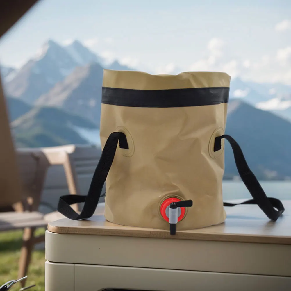 Bolsa de almacenamiento de agua de 10L, cubo plegable portátil con grifo, cubo multifuncional, contenedor de agua para acampar y hacer senderismo