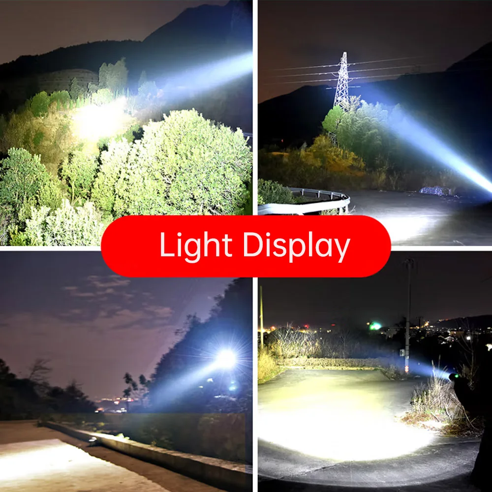 High power rechargeable LED flashlight strong light Long-range ultra bright emergency light outdoor tactical torch work light