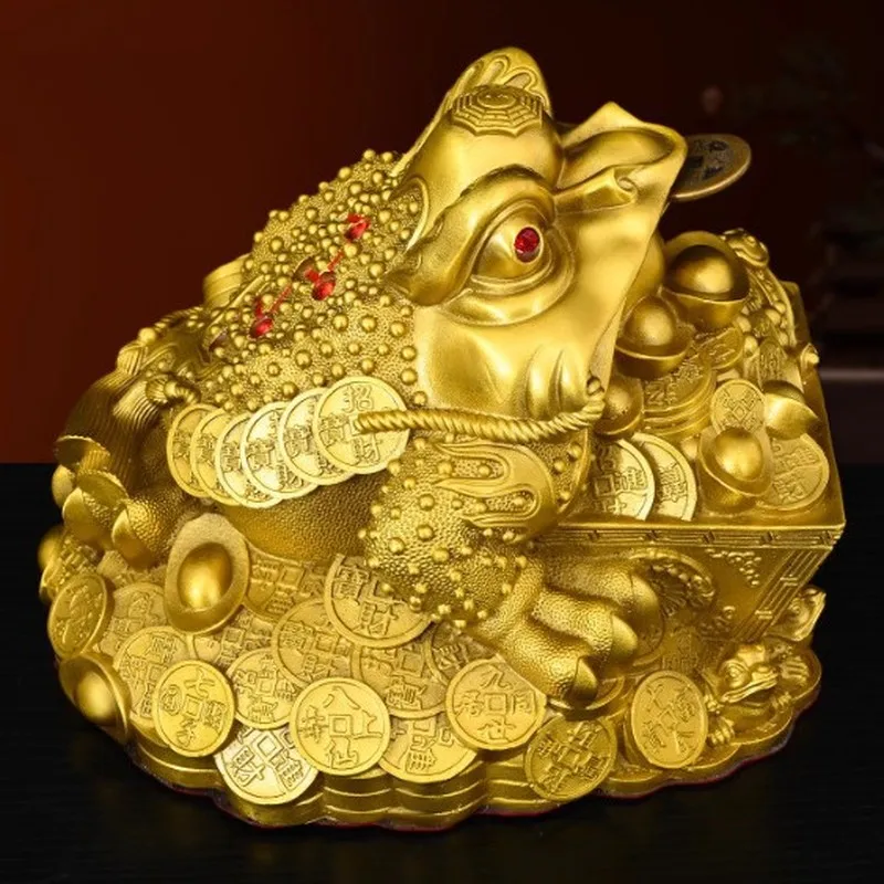 Bronze Golden Toad Brass Seven-Star Square-Base Golden Toad Ornament, Money Ingot Three-Legged Toad Home Decoration