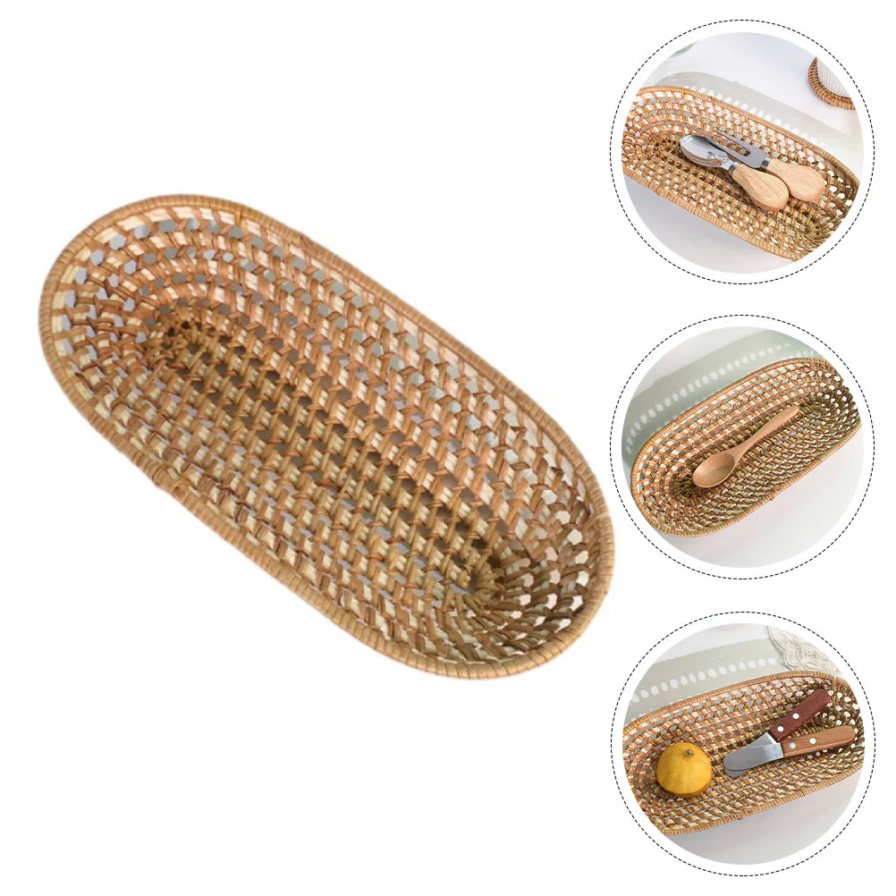 

Корзина для хранения столовых приборов премиум-класса, тканый кухонный органайзер, контейнер для хлеба и закусок, аккуратный бытовой настольный ящик для столовой, посуда