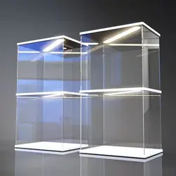 Clear Acrylic Display Box with LED Lights and Door for Toys, Car Models and Action Figures, Display Cabinets for Collectibles