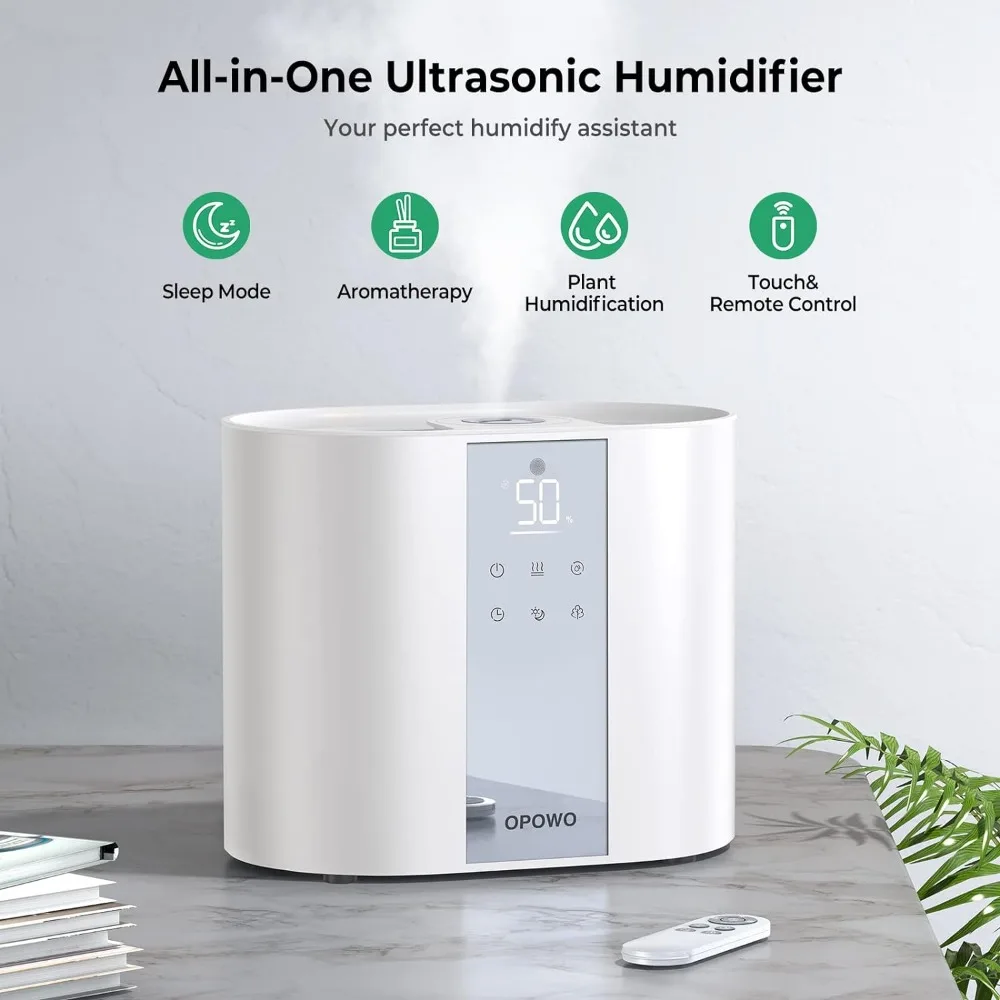 OPOWO pelembab udara untuk kamar tidur, Humidifier kabut dingin untuk bayi dan tanaman, Pelembab udara Isi atas 5,5l untuk ruang besar