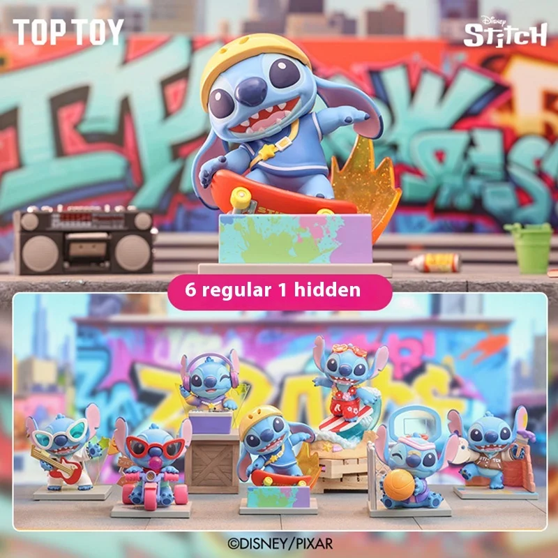 Authentic Disney Stitch Vitality Street Series Blind Box Stitch Trendy Toy Handmade Ornament Birthday Gift