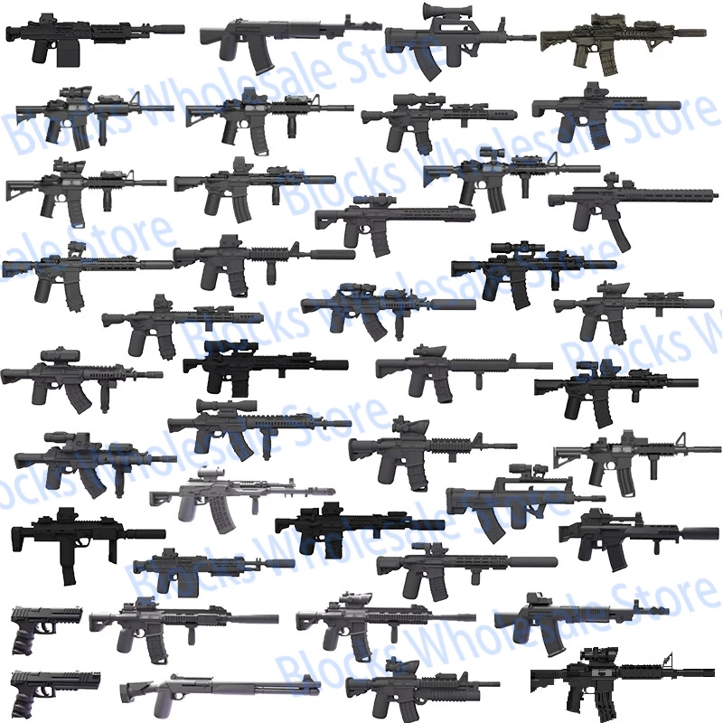 Figurine militaire MOC, équipement de construction, blocs imprimés en 3D, armes des forces spéciales, accessoires d'armes de l'armée, fusil M4, jouet cadeau W02