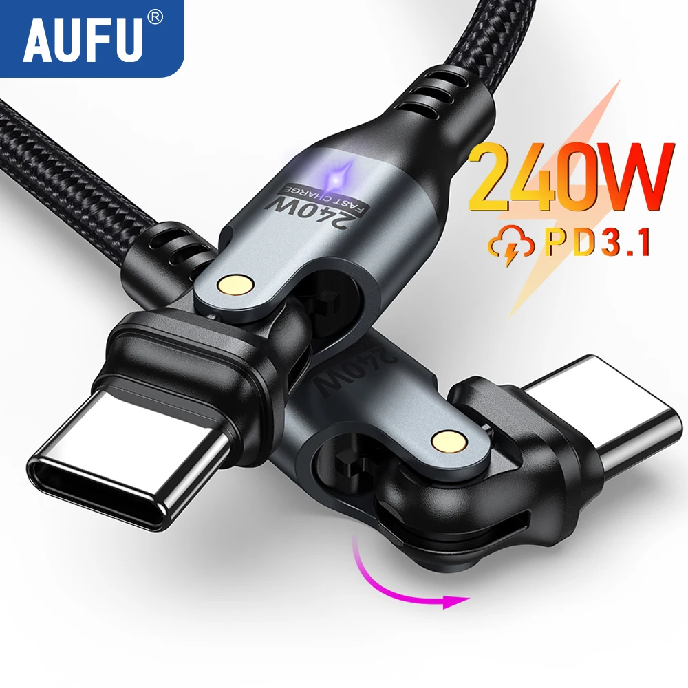 AUFU 240W USB C to USB Type C Cable for MacBook Pro Quick Charge 3.1 PD Fast Charging Cable for Samsung Xiaomi POCO Charge Cable