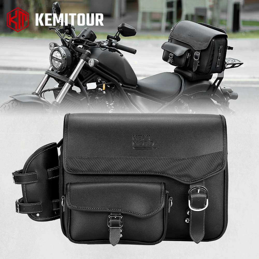 Motorcycle Saddle Bag for Sportster XL883L XL1200NS For Honda Rebel CMX 250 300 500 1100  Leather Waterproof Side Bags Saddlebag