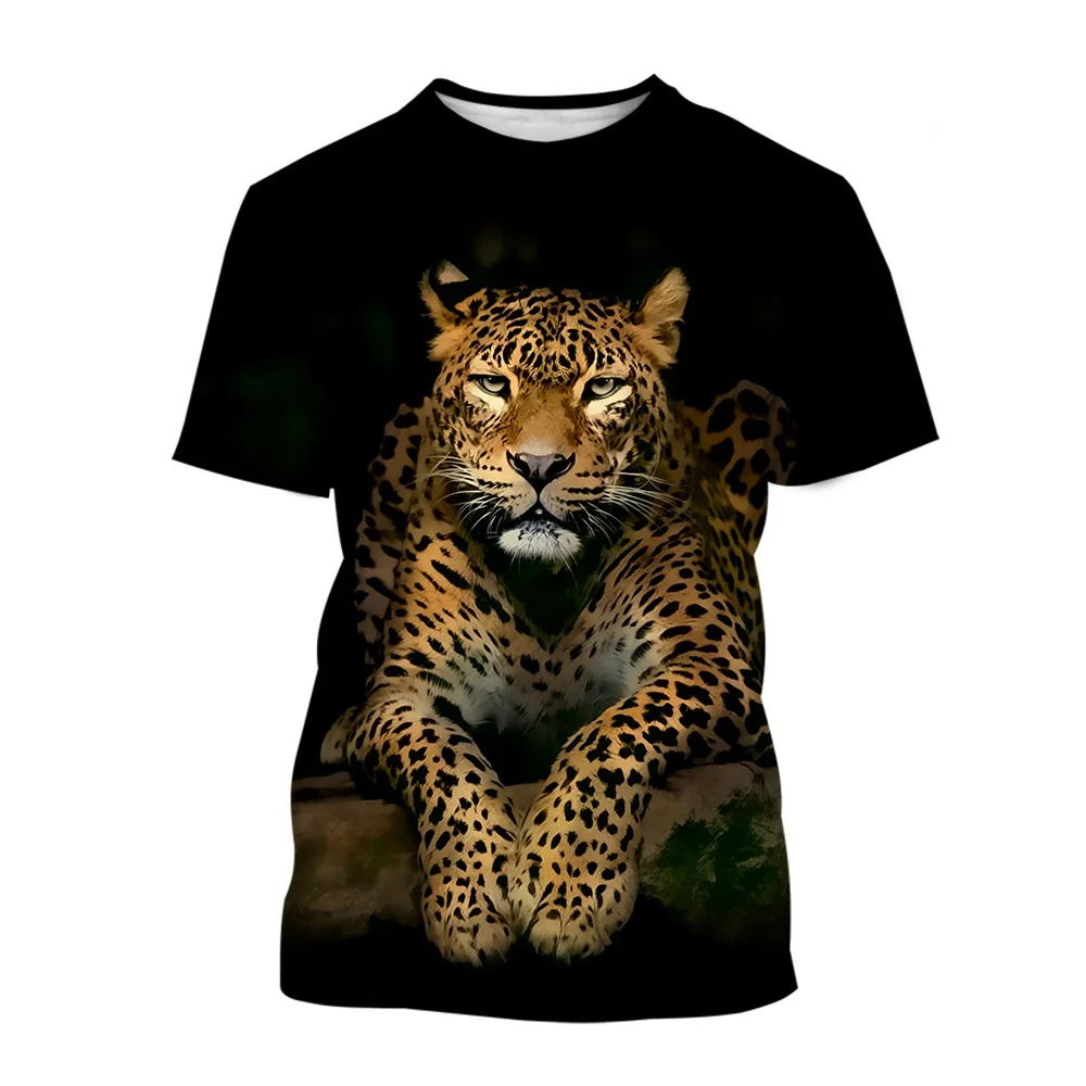 New Leopard Print T-shirts For Men And Women Trend Hip Hop Punk Tees Streetwear Oversized Loose Casual O-neck Short Sleeve Shirt