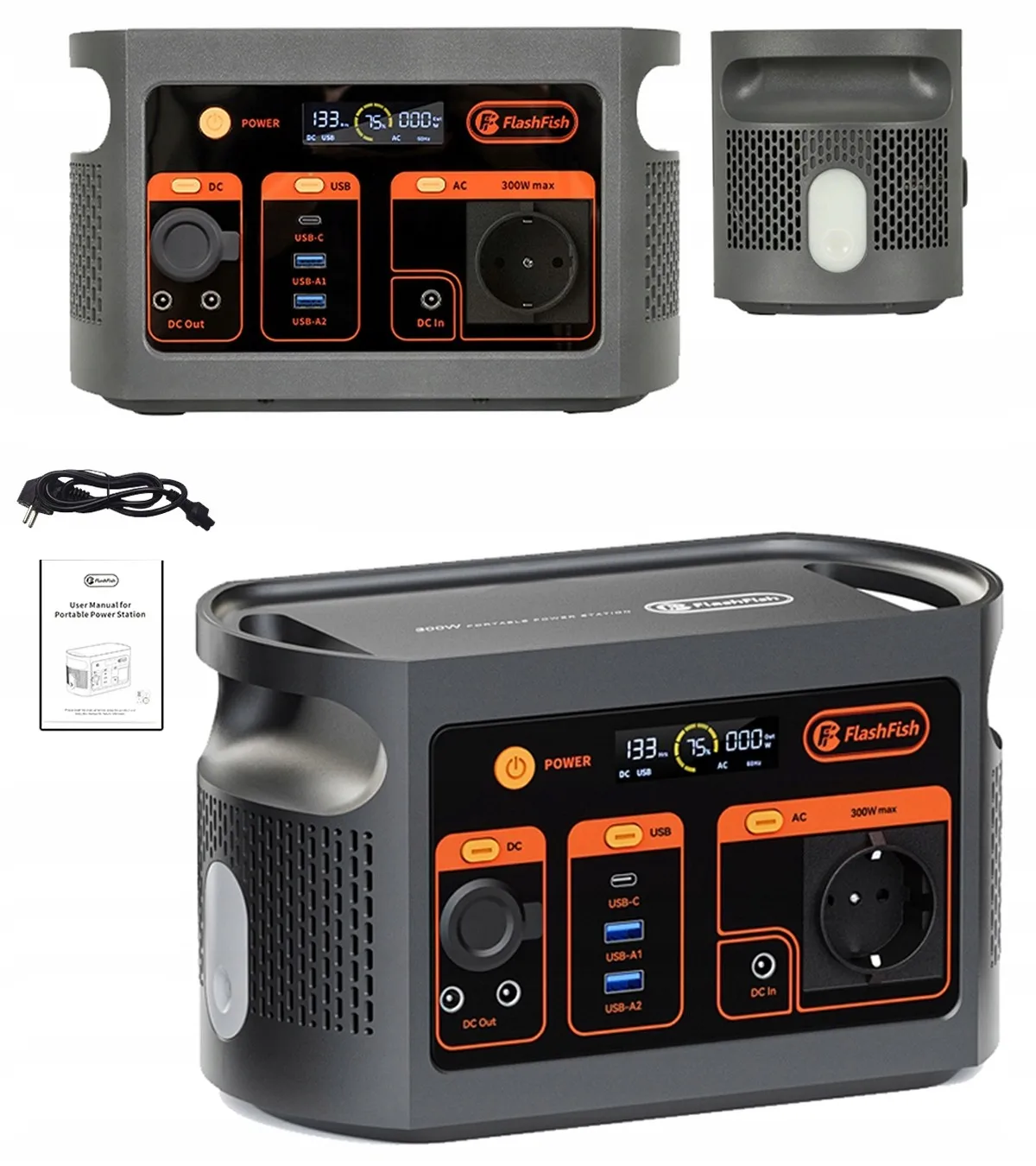 FlashFish E106B Tragbare Powerstation 600W 384Wh 120000mAh LiFePO4 Solargenerator Reine Sinuswelle 3000+ Zyklen 100W PD QC3.0 200W Solareingang Unterstützt Aufladen während der Nutzung für