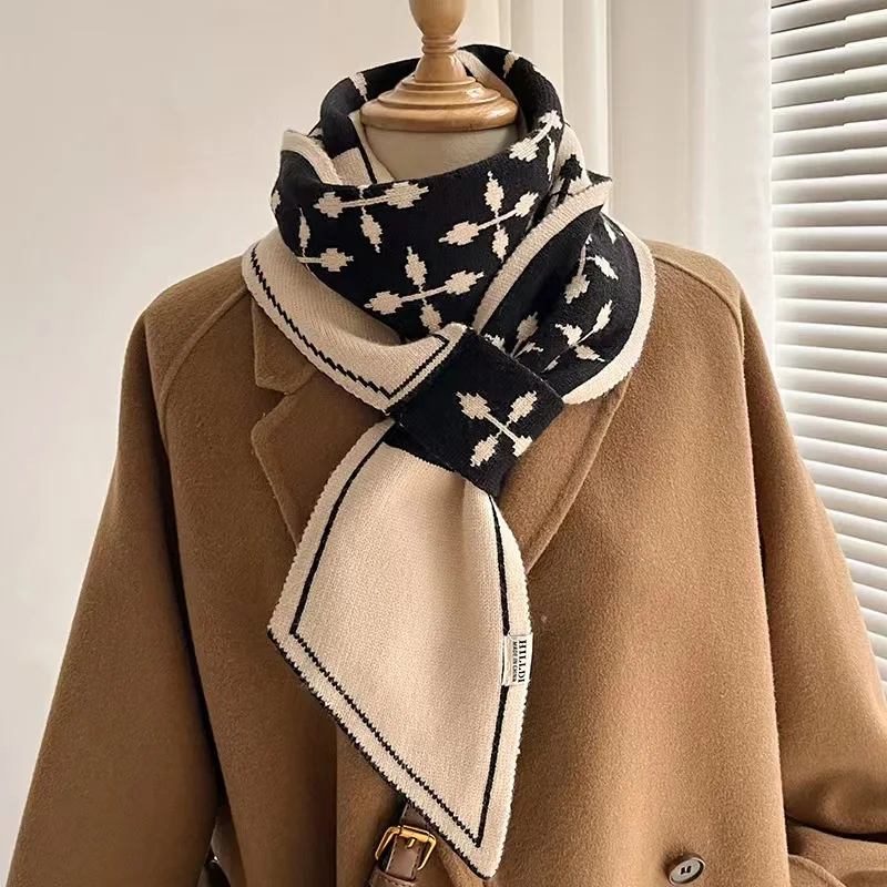 

New Knitted Hairball Korean Version Striped Scarf Female Dual-purpose Student Scarf Korean Keep Warm Autumn and Winter