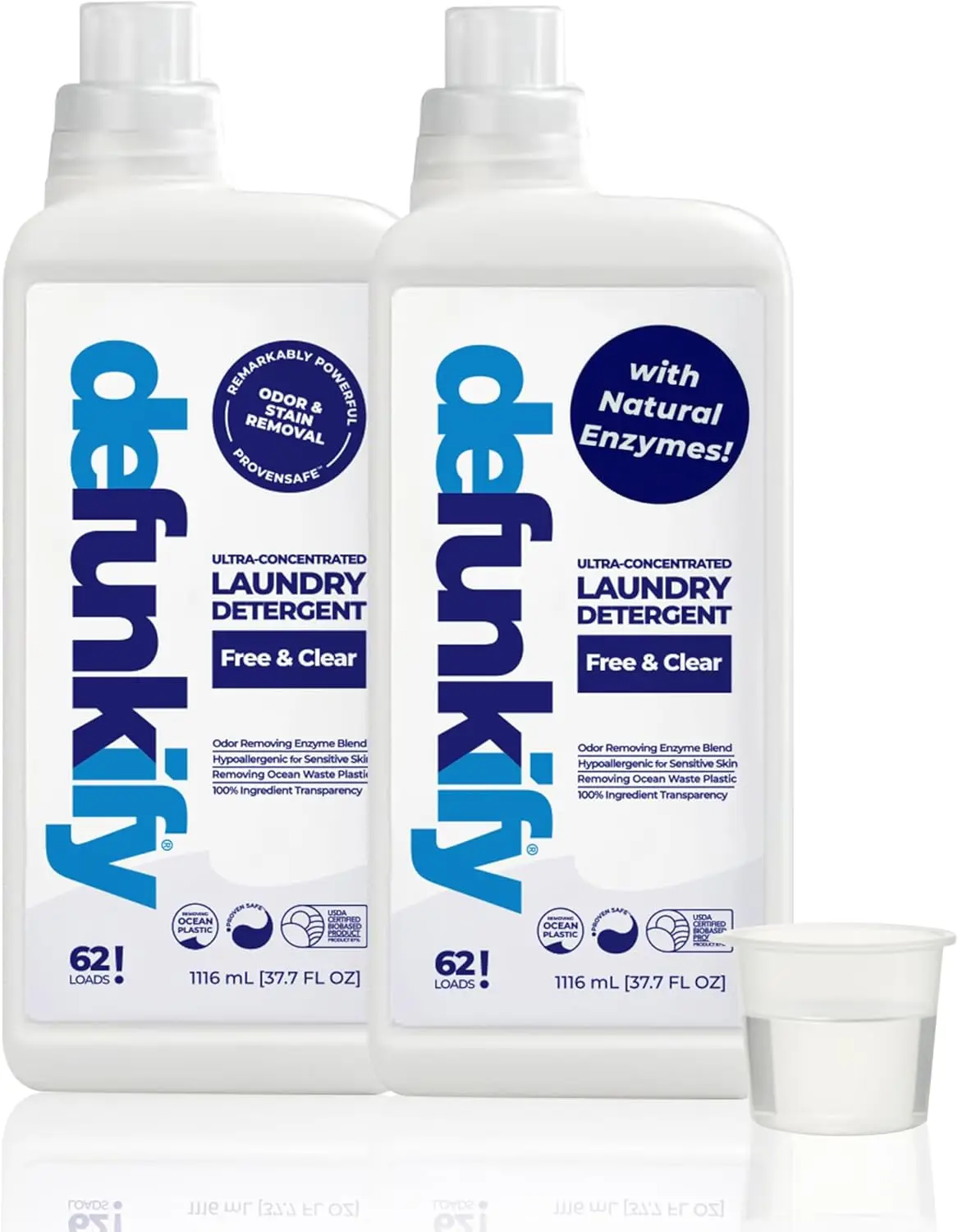 

Laundry Detergent 62 Load/37.7 FlOz (2-Pack). 'Free & Clear' Liquid Laundry Detergent- Sensitive Skin. 'ProvenSafe' Laundry Soap