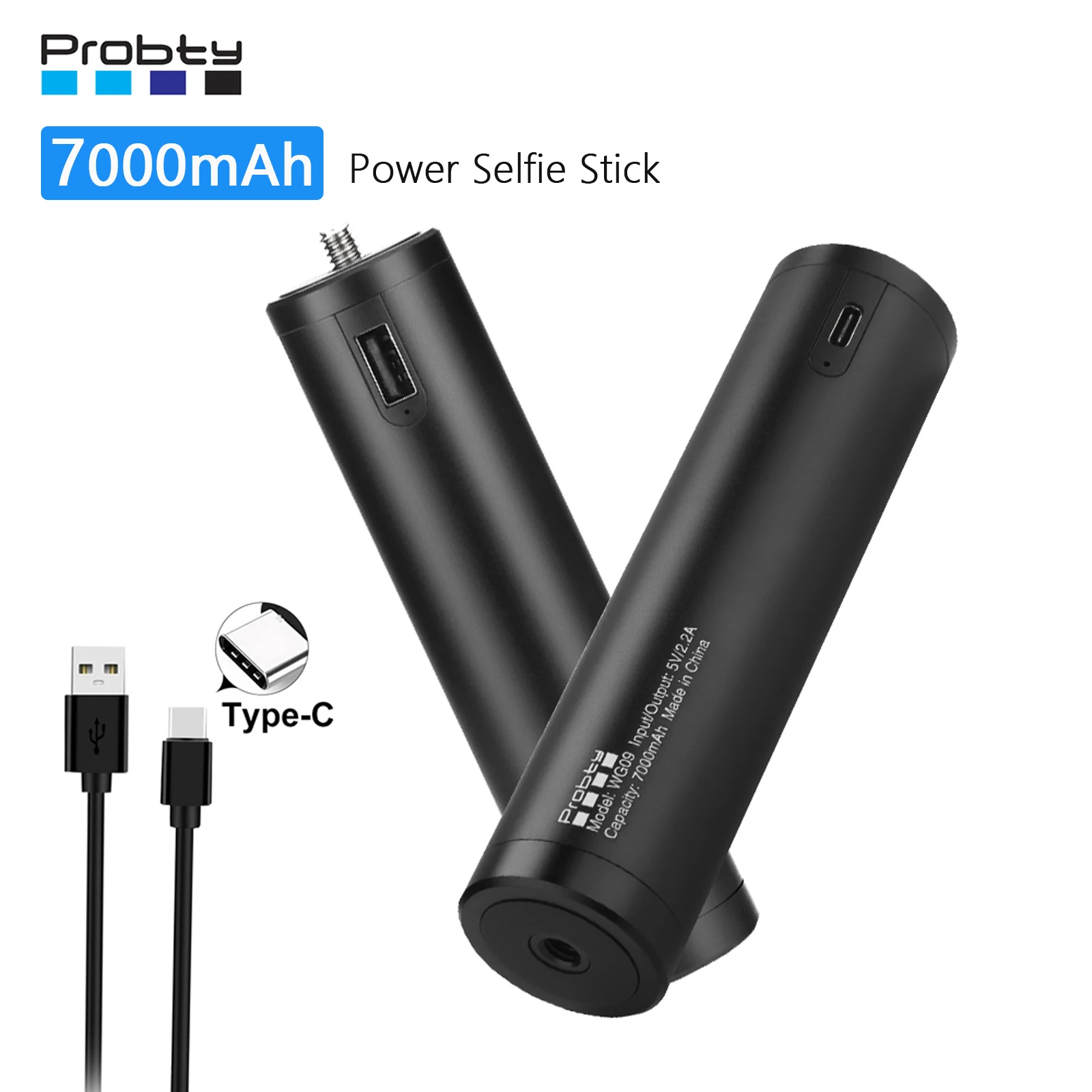 7000mAh パワーバンク充電器ハンドル、ミニ三脚付き、Gopro Hero 9 10 11 12 13 insta360 X3/X4 に適しています。