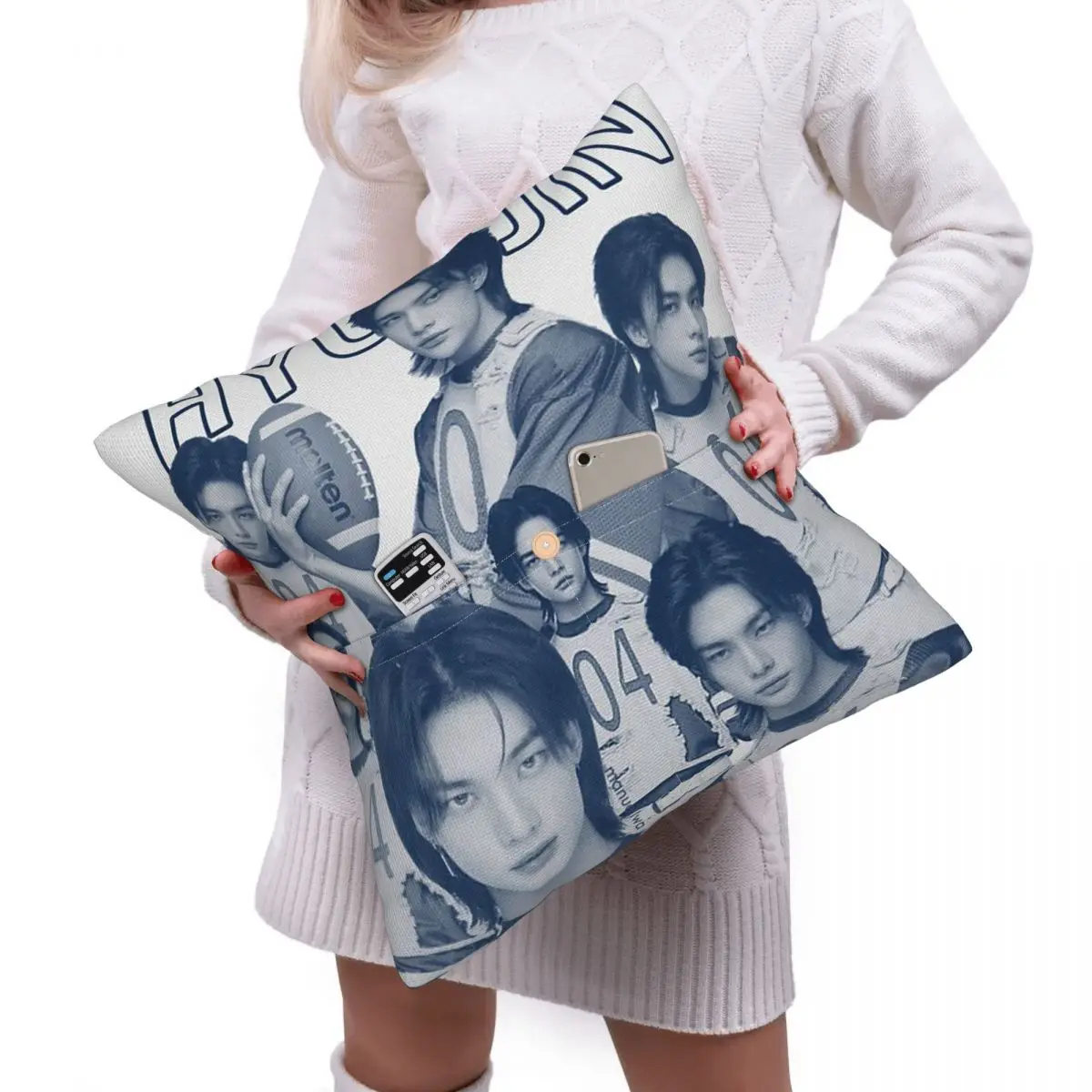 HyunJin Korean Kpop Singer Square Linen Pillowcase Cushion Cover Polyester Decorative Bedroom Home Comfort Throw Pillow
